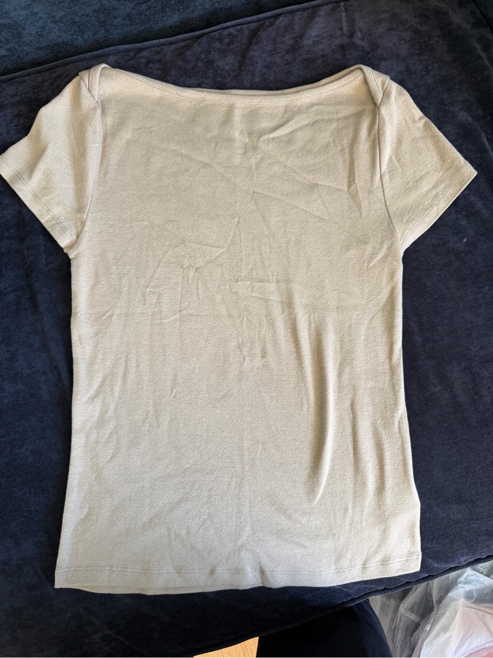 Women’s Short Sleeve boat neck Top in Light Beige
